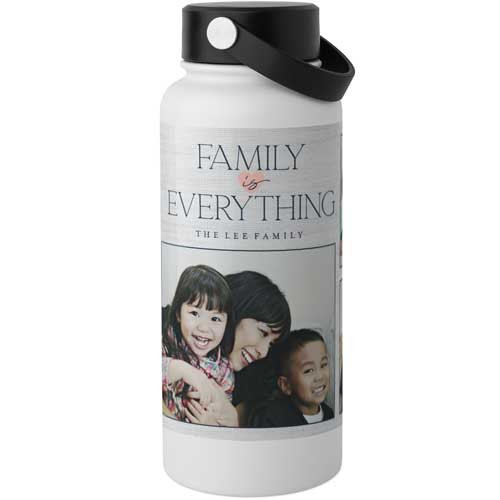 Wide Mouth Photo Water Bottles: Rustic Family Is Everything, Stainless Steel, 30oz, Gray, silver lining | Shutterfly