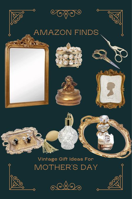 Vintage gift ideas for Mother’s Day. Gold. Wall mirror. Jewelry box. Perfume bottle. Jewelry tray. 

#LTKGiftGuide #LTKFind #LTKhome