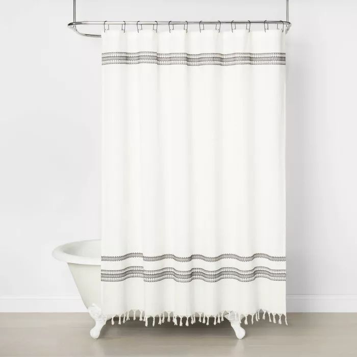 Embroidered Shower Curtain Railroad Gray - Hearth & Hand™ with Magnolia | Target