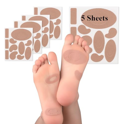 Adhesive Moleskin Pads for Blister Feet, Moleskin Padding, Mole Skin Tape Stickers for Feet, Blister Prevention Bandages for Boots Hiking Reduce Friction Pain - 5 Sheets (55 Pieces Total) | Amazon (US)