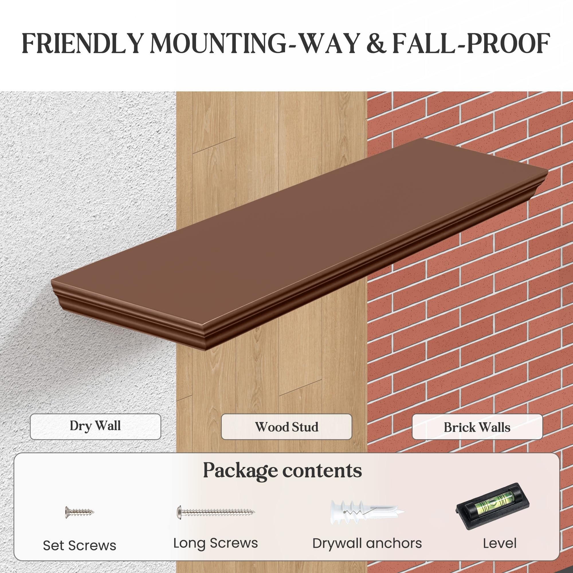 Fun Memories Floating Shelves 24 Inch Long, 9.3 Inch Deep Classic Crown Molding Floating Shelves ... | Amazon (US)