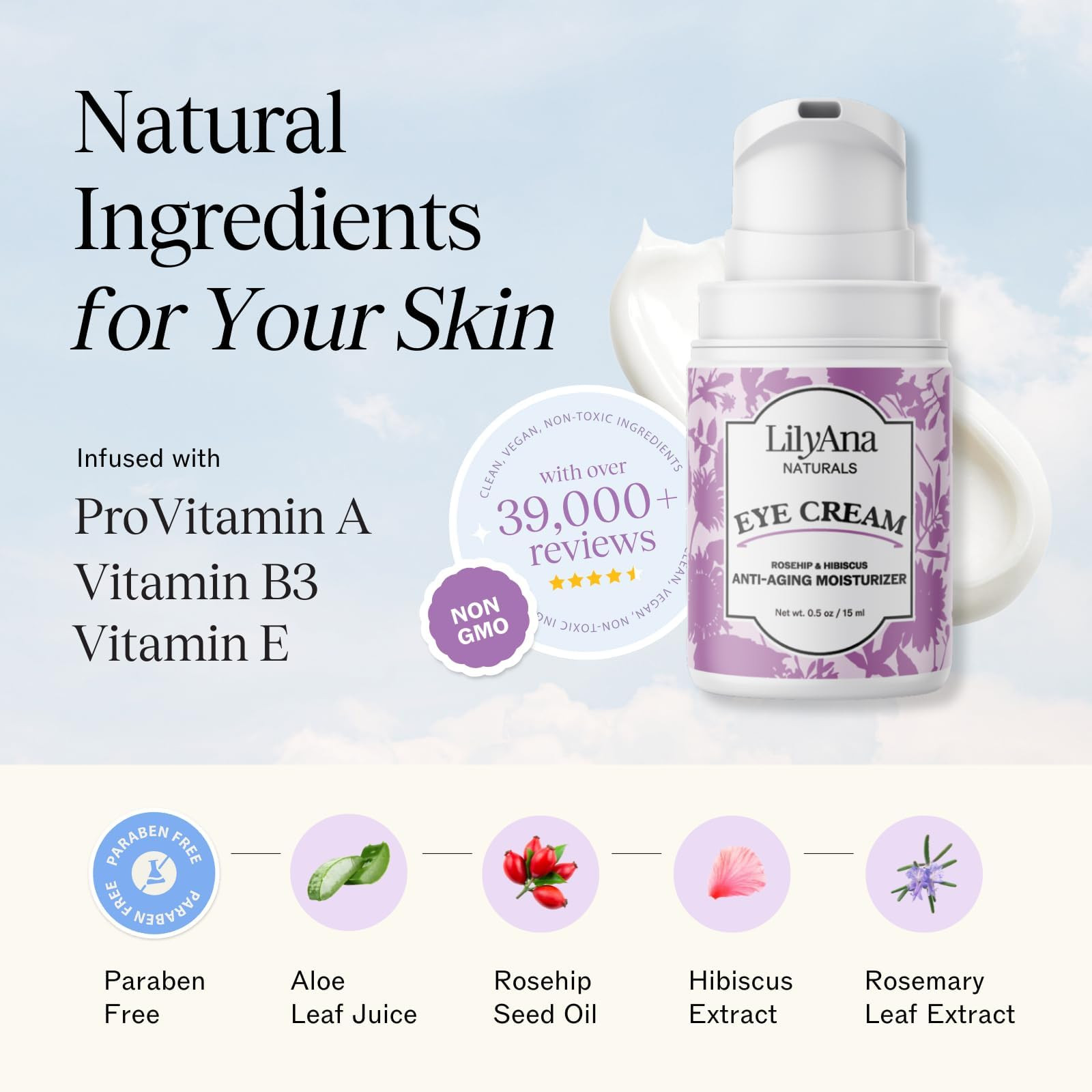 LilyAna Naturals Eye Cream for Dark Circles and Puffiness, Under Eye Cream for Wrinkles and Bags,... | Amazon (US)