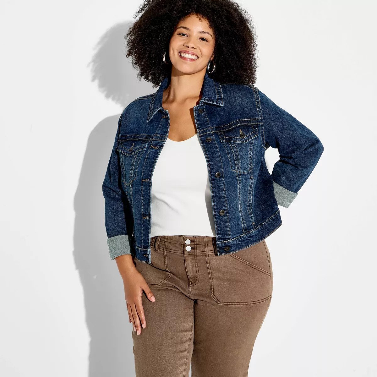 Women's Denim Shrunken Jacket - Wild Fable™ Blue 3X | Target
