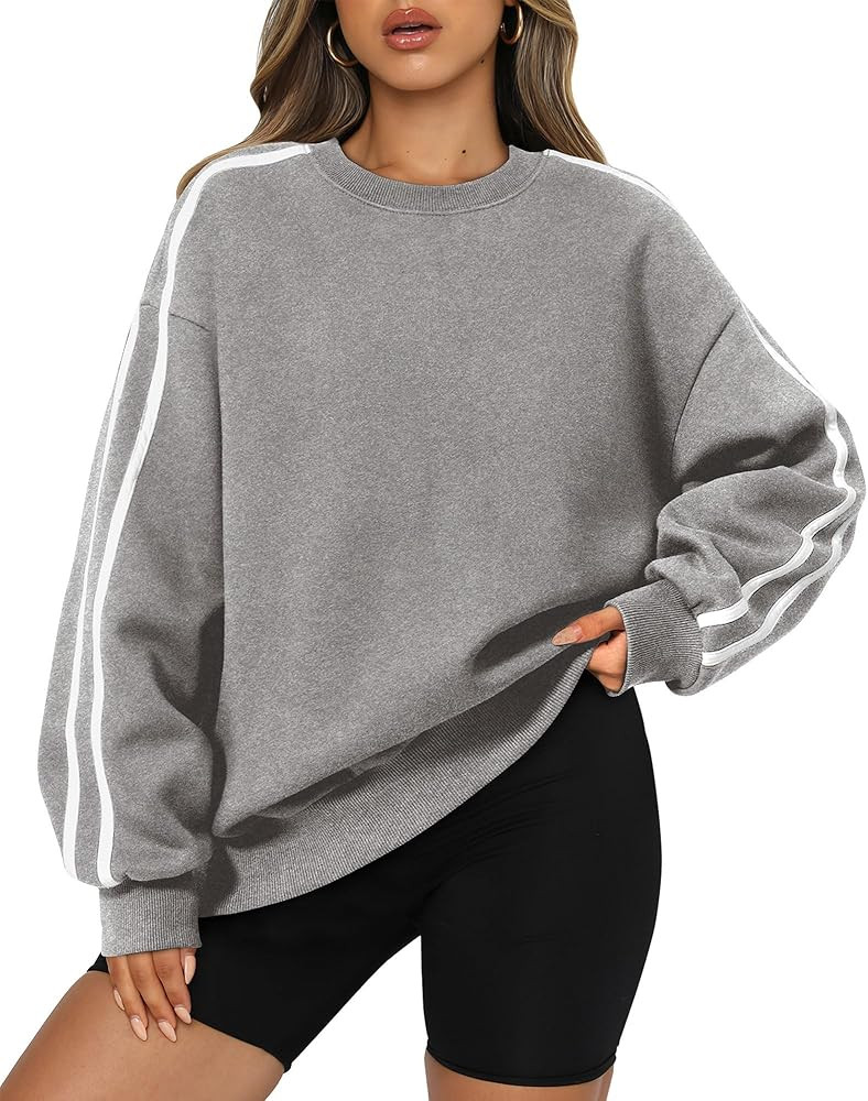Amkoyam Womens Oversized Sweatshirts 2024 Casual Fall Crew Neck Color Block Long Sleeve Loose Pul... | Amazon (US)
