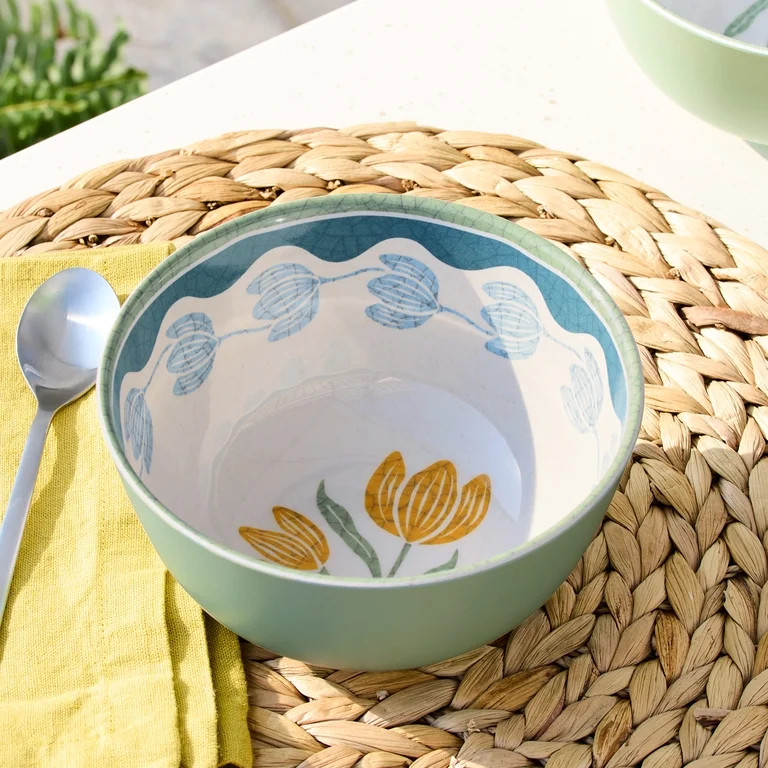 Better Homes and Gardens Bamboo Melamine Floral Cereal Bowl | Walmart (US)