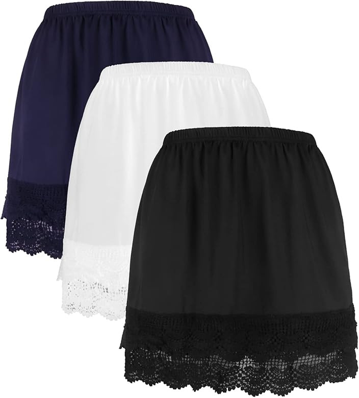 Women's Lace Extender Mini Lace Underskirt Skirts Half Slip Extra Length Plus Size | Amazon (US)