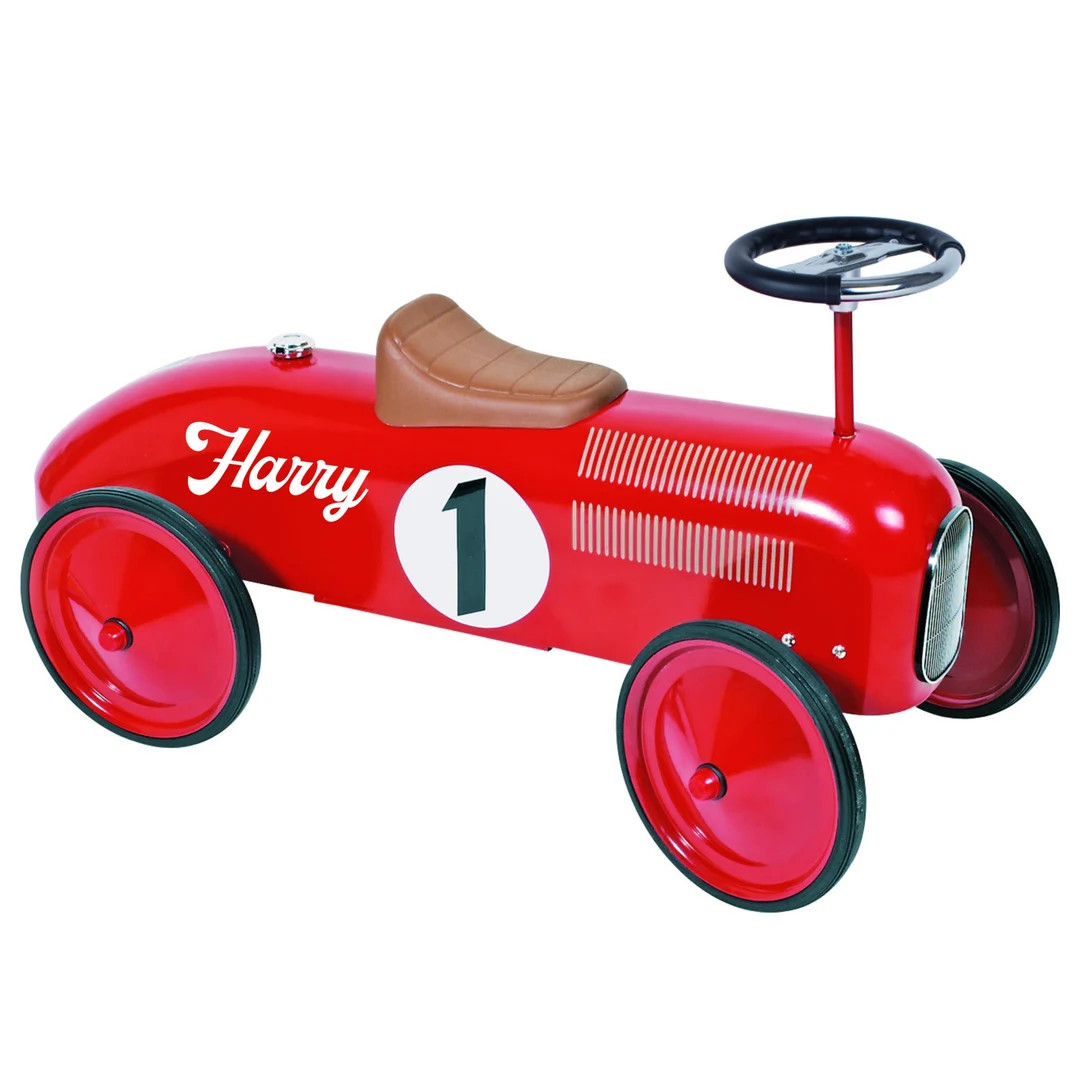 Personalised Red Vintage Style Ride On Car for Kids, Retro Metal Racing Car, Classic Car, Childre... | Etsy (US)