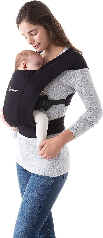 Ergobaby Embrace Cozy Newborn Baby Wrap Carrier (7-25 Pounds), Ponte Knit, Pure Black | Amazon (US)