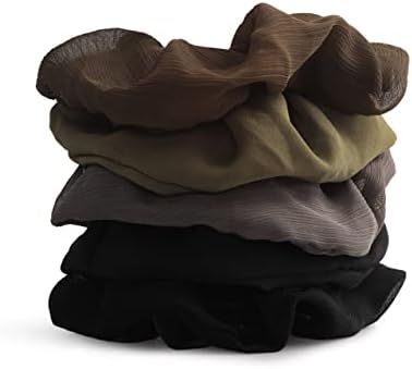 Kitsch Crepe Scrunchies for women, Hair Scrunchies, Ponytail, 5 Pack (Moss) | Amazon (US)