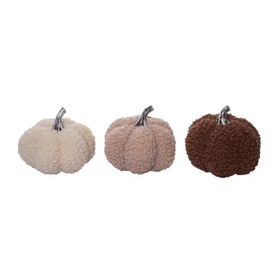 Transpac Neutral Plush Pumpkin Set of 3 Fall Harvest Home Decorations for Autumn Thanksgiving Cotton Decor | Target