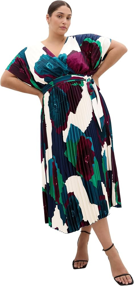 City Chic Plus Size Dress - Hailey Abstract Print Pleat Maxi | Amazon (US)