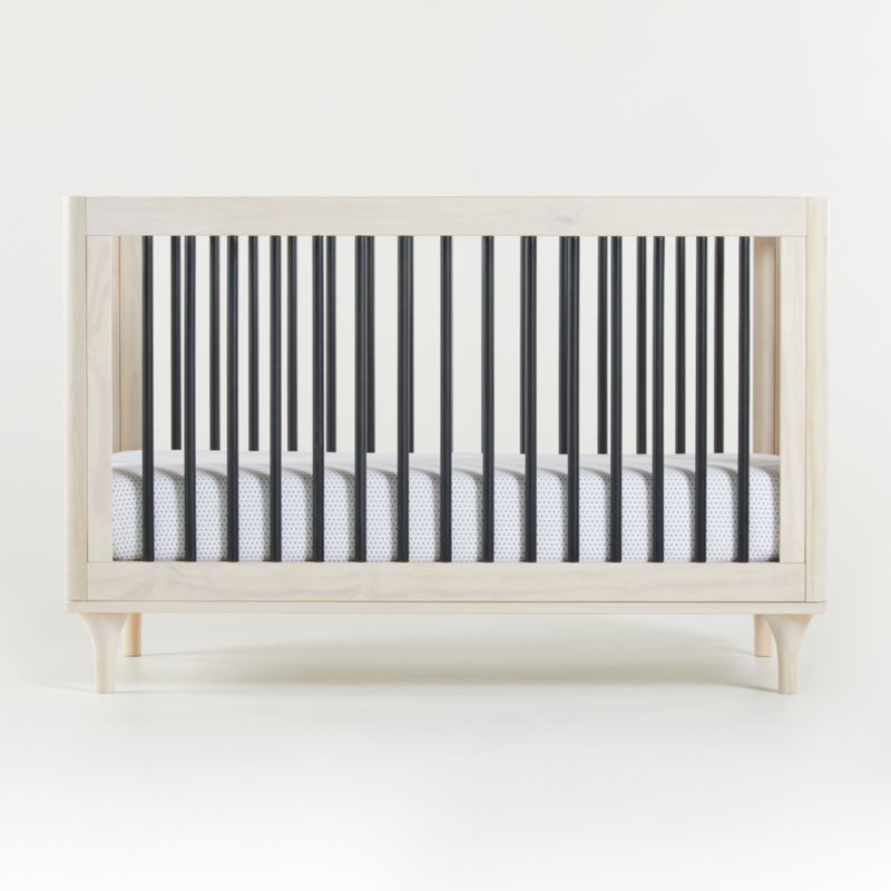 Babyletto Lolly Washed Natural and Black 3-in-1 Convertible Crib + Reviews | Crate and Barrel | Crate & Barrel