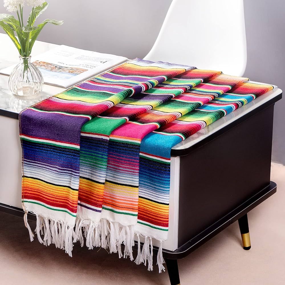 Mexican Table Runner 4Pack 14 x 84 Inches Fiesta Mexican Theme Party Decoration for Cinco de Mayo... | Amazon (US)