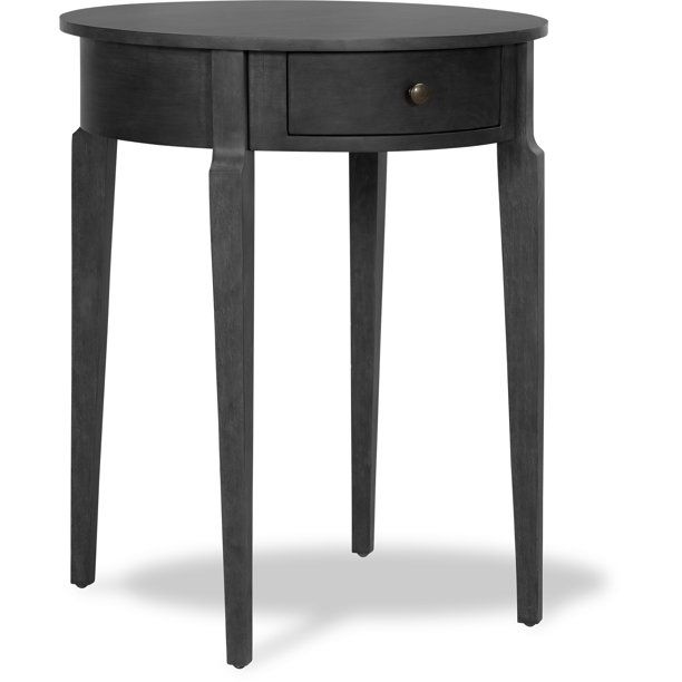 Finch Thaddeus Traditional Round Accent End Table with Storage Drawer, Dark Gray | Walmart (US)