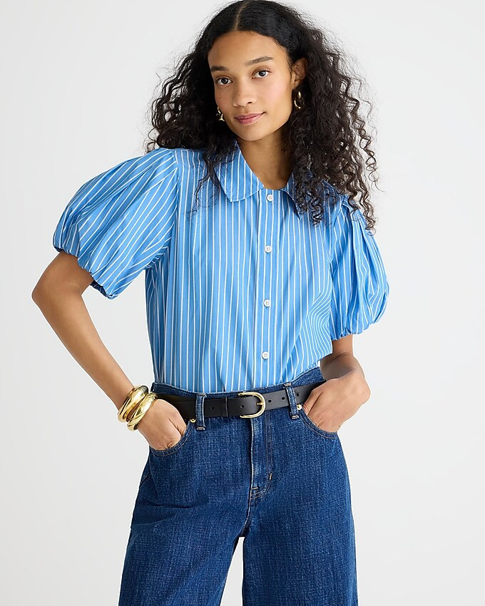 Gamine puff-sleeve shirt in stripe | J. Crew US