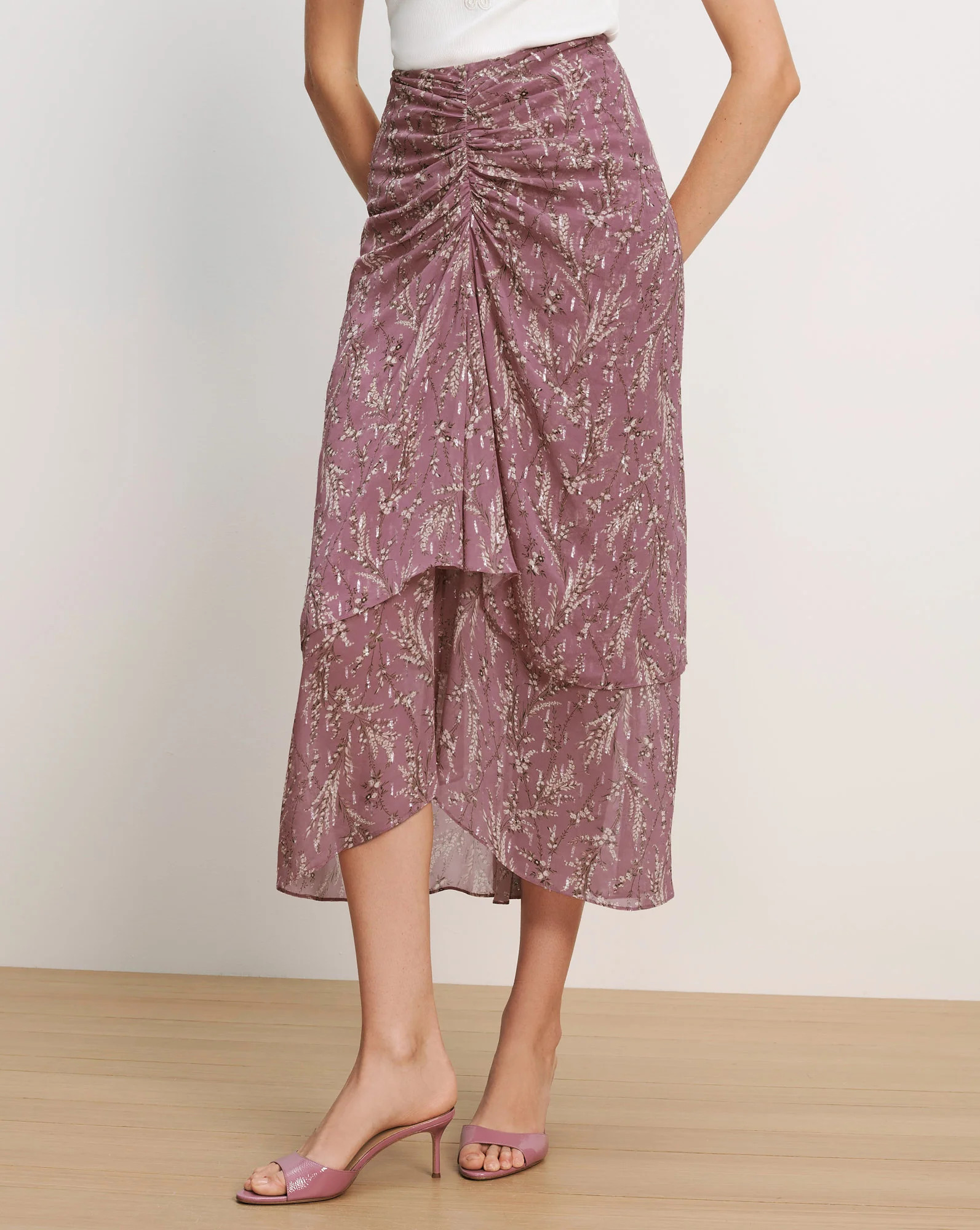 Sira Floral Midi Skirt in Light Purple | Veronica Beard | Veronica Beard