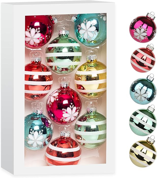 Amooca Christmas Colorful Glass Balls Decoration Festival Party Home Decors Holiday Xmas Tree Han... | Amazon (US)