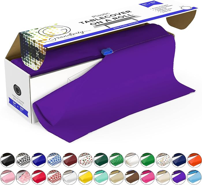 Plastic Tablecloth Roll - 54in x 100 Ft. Purple Plastic Table Cloths for Parties Disposable with ... | Amazon (US)