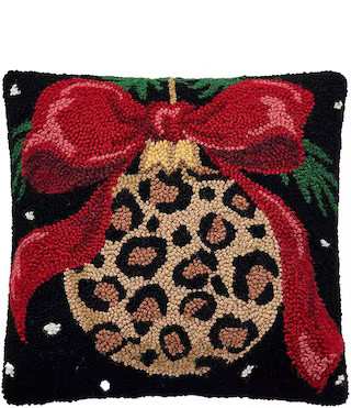 Peking Handicraft Holiday Collection Leopard Ornament Wool Hooked Pillow | Dillard's | Dillard's