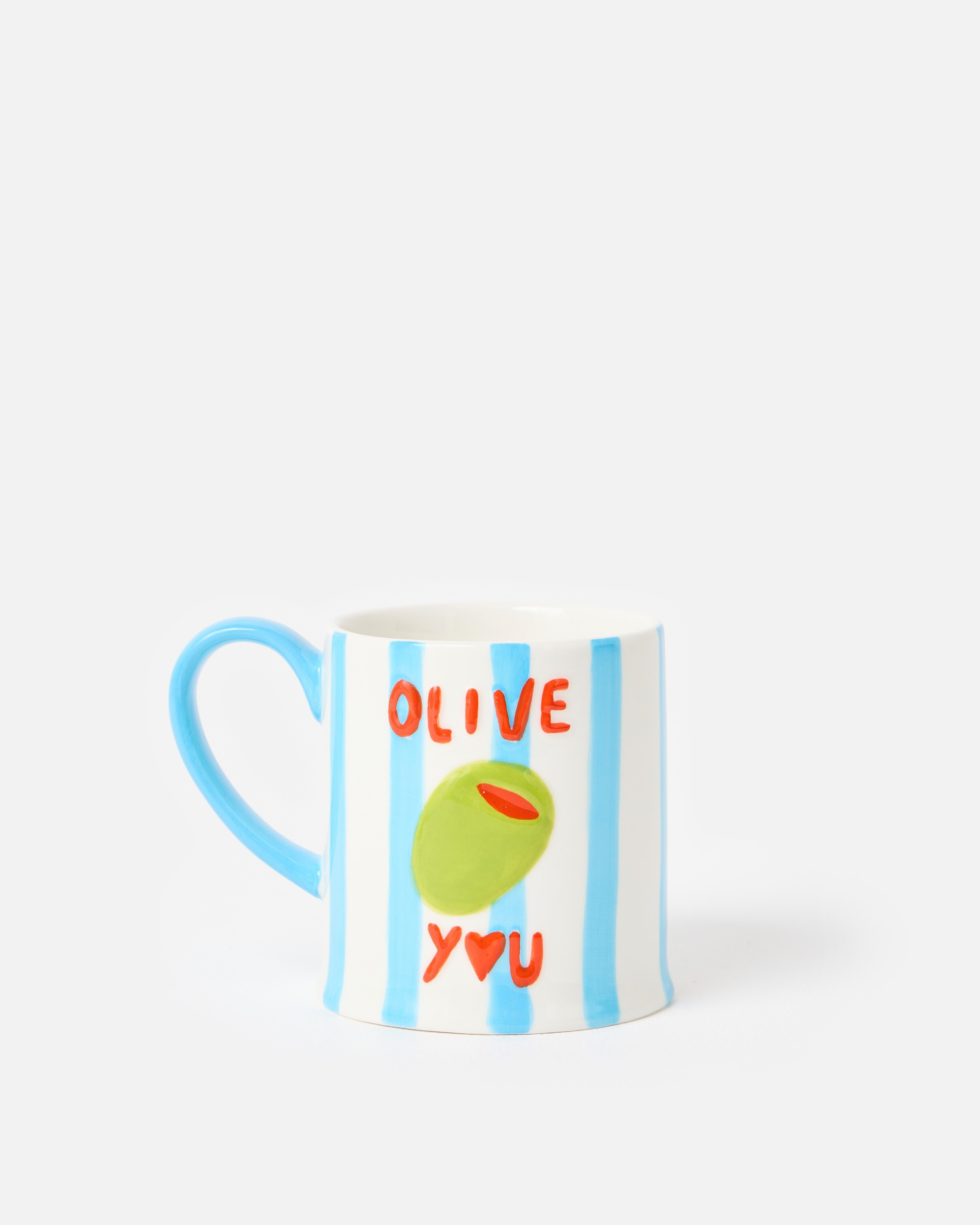 Blue & White Striped Olive You Ceramic Mug | Oliver Bonas | Oliver Bonas (Global)