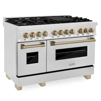 ZLINE KITCHEN & BATH Professional 48-in 4.2-cu ft / 1.8-cu ft Freestanding Double Oven Dual Fuel ... | Lowe's