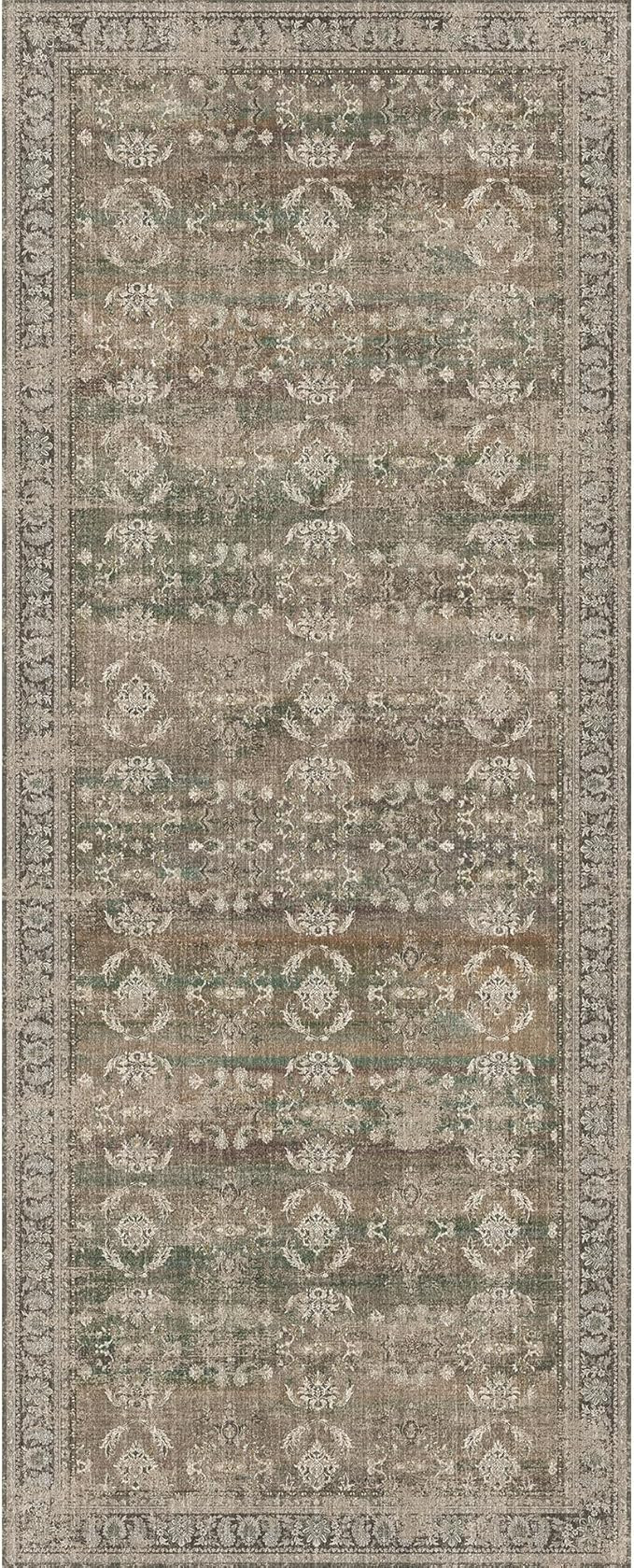2x5 Brown Area Rug Runners for Hallways Washable Vintage Distressed Carpet Low Pile Non Slip Indo... | Amazon (US)