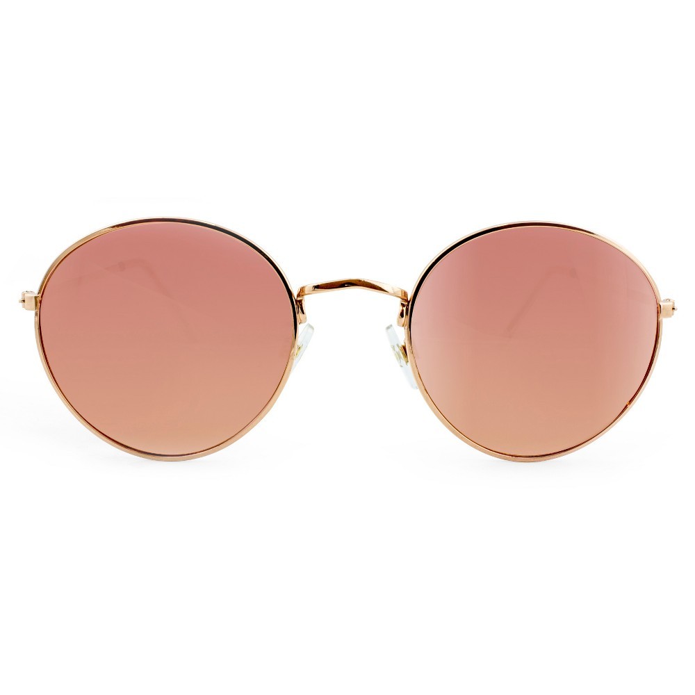 Women's Round Sunglasses with Rose Lenses - Wild Fable Rose Gold, Size: Small, Gold/Pink | Target
