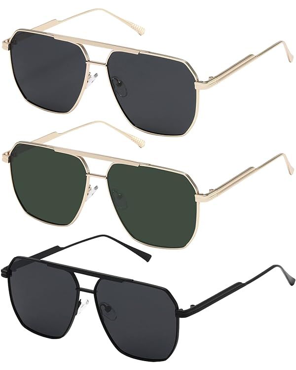 MASDUN Retro Oversized Square Polarized Sunglasses for Women Men Vintage Shades UV400 Classic Met... | Amazon (US)