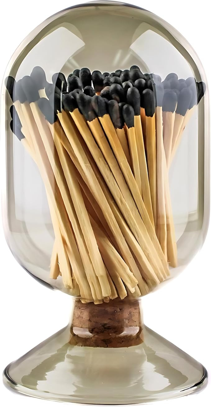 Smoke Gray Glass Matches Cloche | Includes Color Matches & Striker Strip!!! | Grey Tinted Decorat... | Amazon (US)