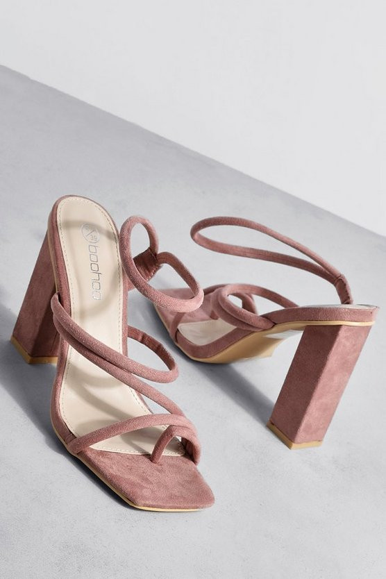 Padded Strap Square Toe Block Heels | Boohoo.com (UK & IE)