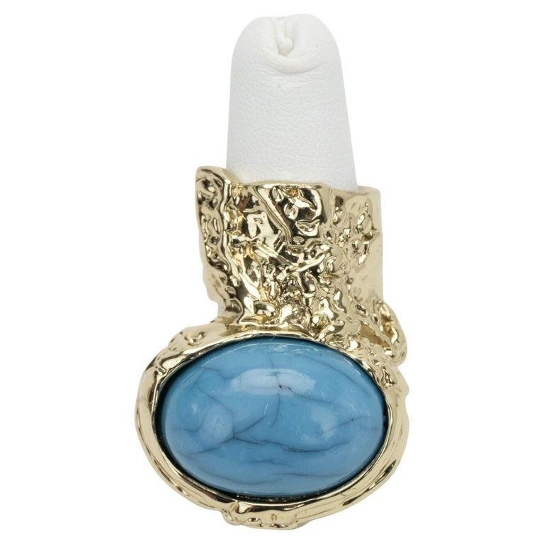 YSL Ring Gold Turquoise Light Gold For Sale at 1stDibs | 1stDibs