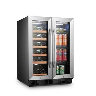 LANBO 25 in. 18-Bottle 55-Can Stainless Steel Dual Zone Combo Wine and Beverage Refrigerator LB36... | The Home Depot