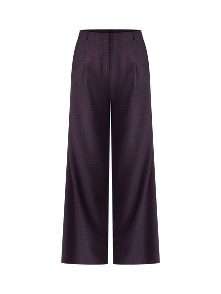 Studio Collection Belted Pleated Wide-Leg Pant in Plaid | Ann Taylor