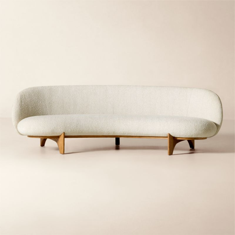 Newt 97" Ivory Boucle Curved Sofa | CB2 | CB2