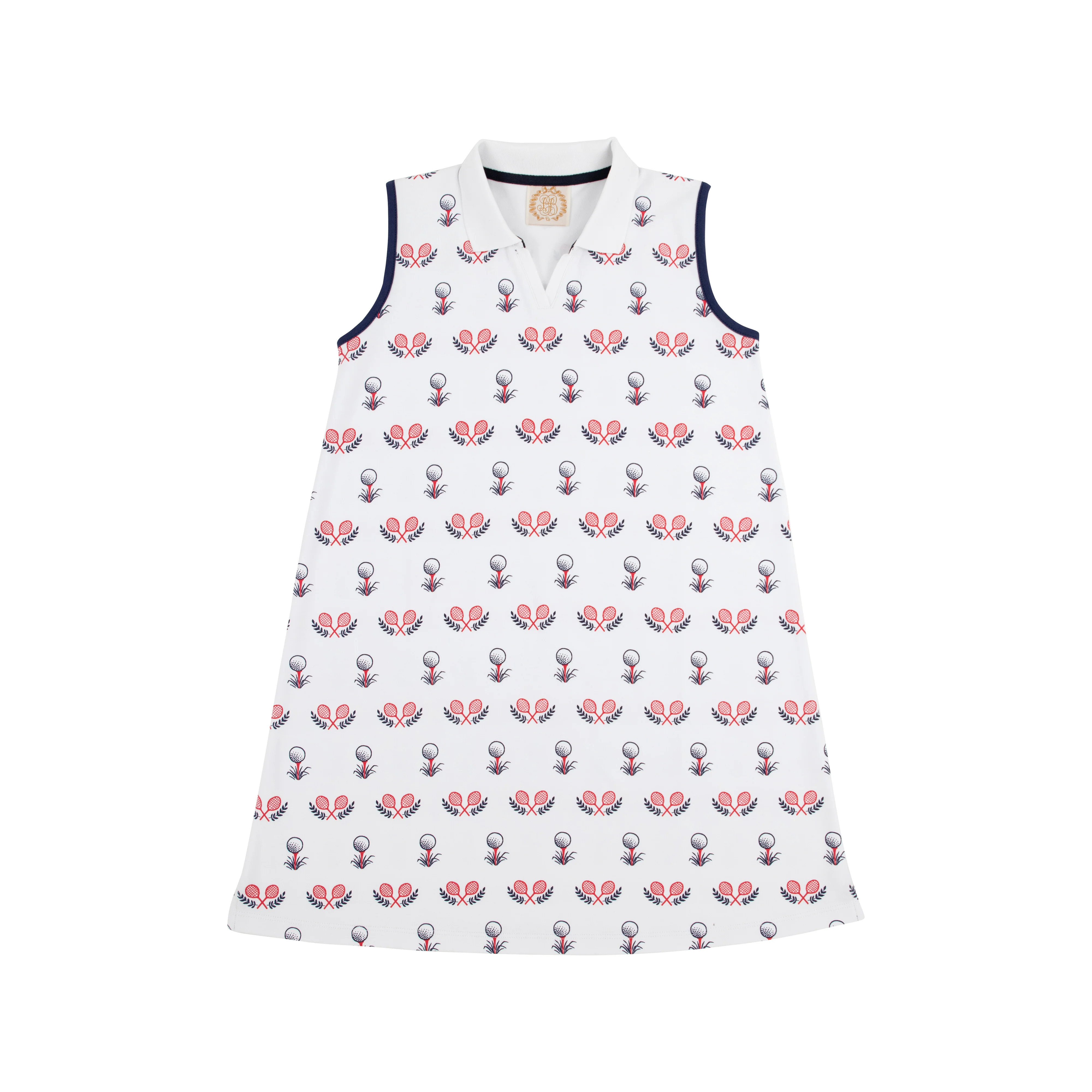 Sleeveless Maude's Polo Dress - Little Sport with Worth Avenue White and Nantucket Navy | The Beaufort Bonnet Company