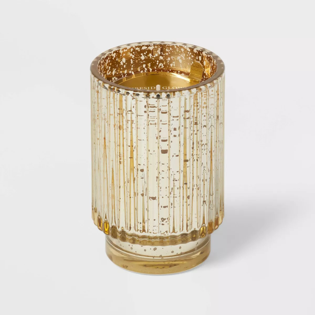 Ribbed Mercury Glass Fireside Glow Footed Jar Candle Gold 10oz - Threshold™ | Target