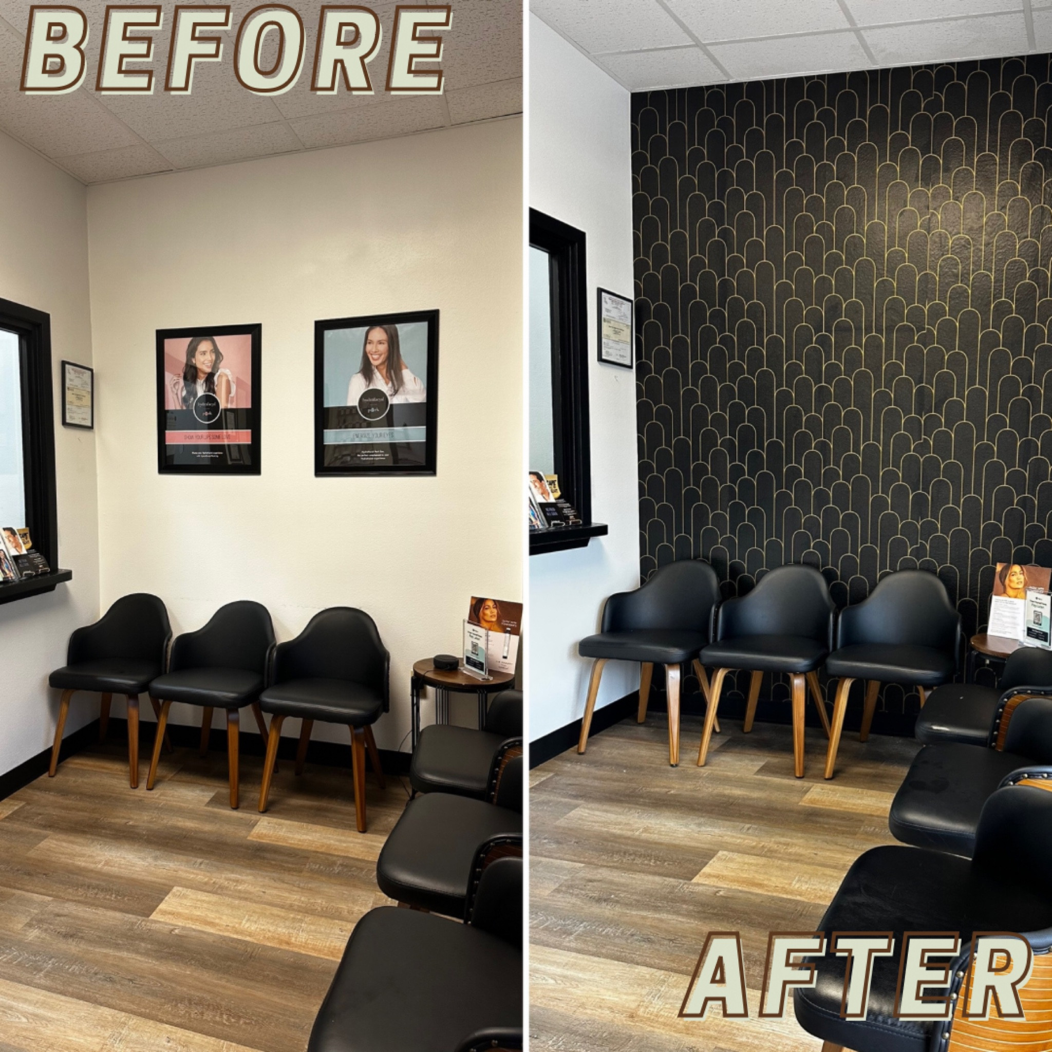 Spa Waiting Area Transformation ✨

This wall in my spa waiting area has always felt so bare so me and I knew exactly what I wanted to do to spice it up! 

I am absolutely in love with using wallpaper to accent a room and this black and gold wallpaper from Amazon DID NOT disappoint! 

#LTKunder100 #LTKunder50 #LTKhome