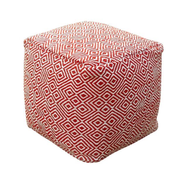 Banner Modern Boho Pouf Ivory/Red - Christopher Knight Home | Target