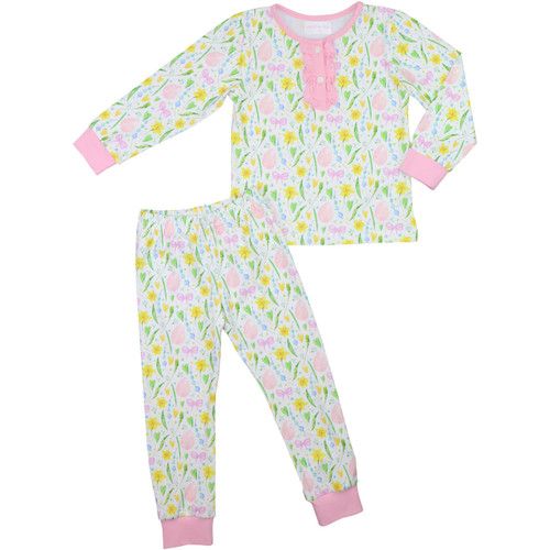 Pink Easter Egg Print Knit Pajamas - Shipping Early March | Cecil and Lou