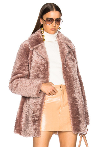 A.L.C. Lamb Shearling Stone Coat in Pink. - size L (also in ) | FORWARD by elyse walker