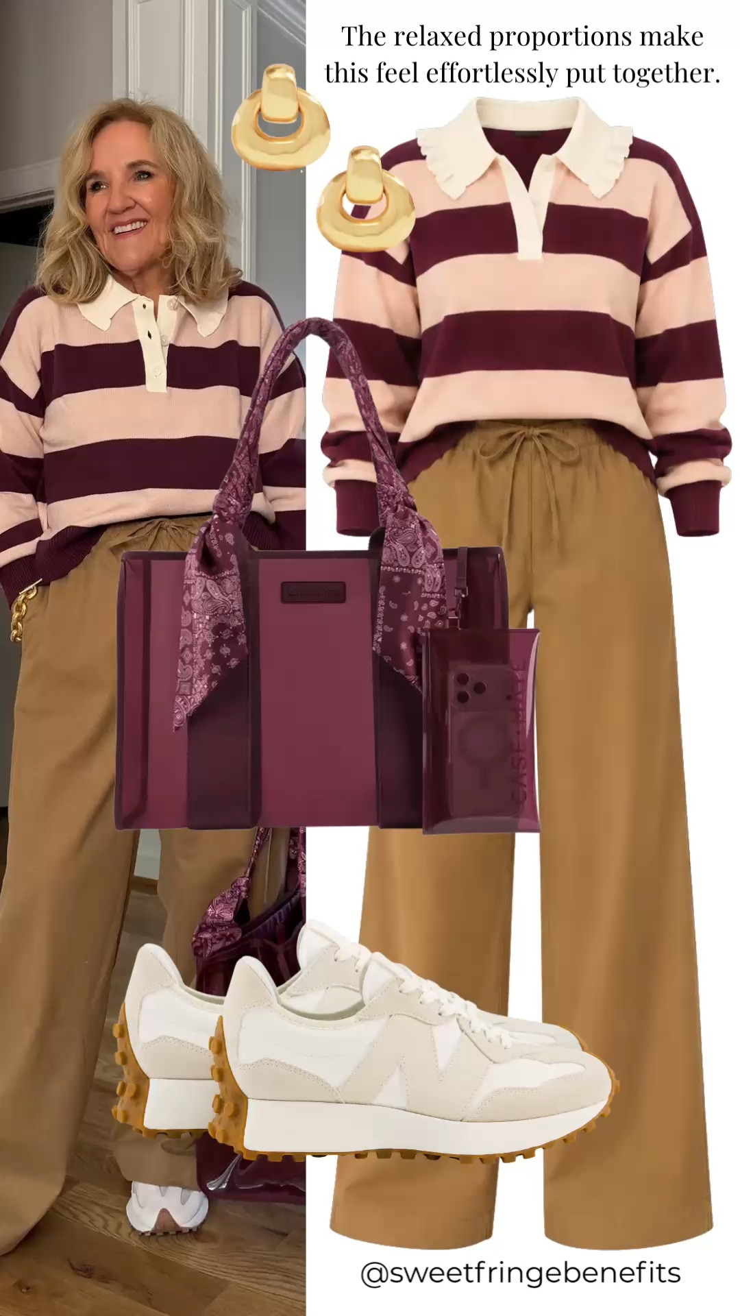 Get 20% off on the Jelly Tote bag. Use my code, NANETTE20

I’m wearing a medium petite in the sweater and a medium in the pants. The burgundy and camel together are such a good fall combination, and I like how the sneakers keep it from feeling too dressed up.

#LTKootd #LTKOver40 #LTKPetite