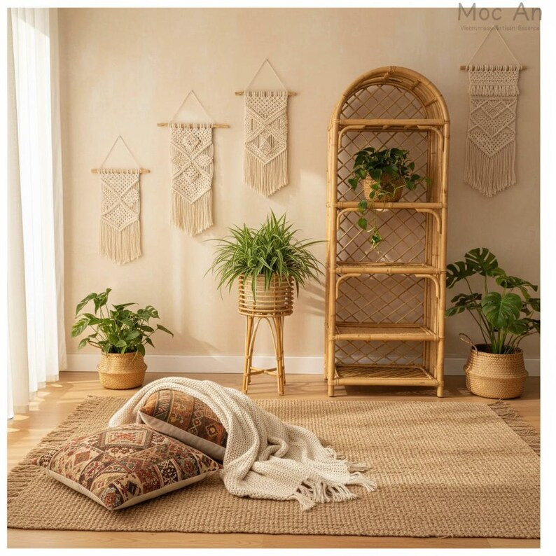 Handmade Rattan Cabinet With Shelves – Boho Wicker Storage Rack, Natural Bamboo Shelf, Eco-frie... | Etsy (US)