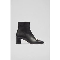 Novella Black Leather Gold Bar Ankle Boots, Black | L.K. Bennett (UK)