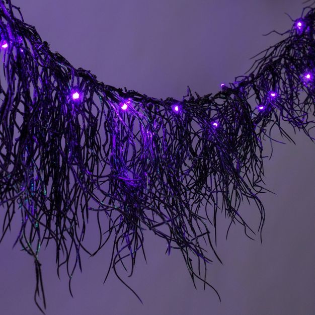 6&#39; LED Black Glitter Garland Purple Halloween String Lights with Timer - Hyde &#38; EEK! Bout... | Target