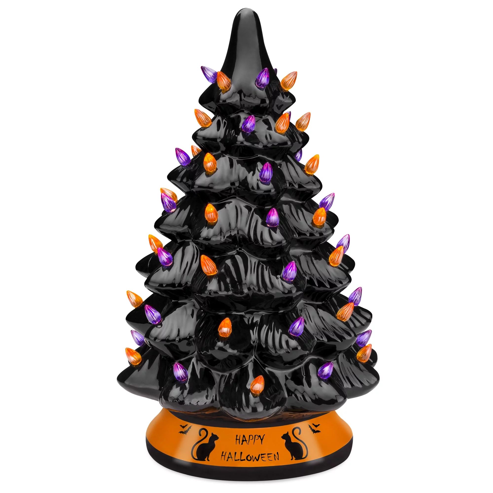 Best Choice Products Pre-Lit 15in Ceramic Halloween Tree Holiday Decoration w/ Orange & Purple Bu... | Walmart (US)
