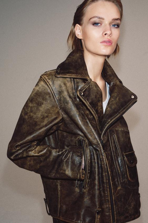 100% LEATHER BIKER JACKET ZW COLLECTION LIMITED EDITION | Zara US