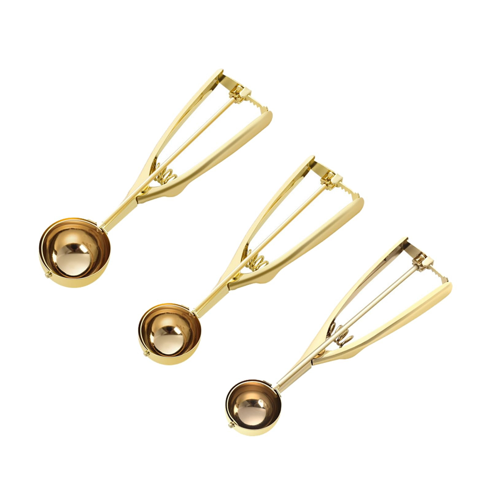Gold Ice Cream Scoop Stainless Steel Cookie Scoops for Baking Melon Baller with Trigger 3 Sizes (... | Amazon (US)