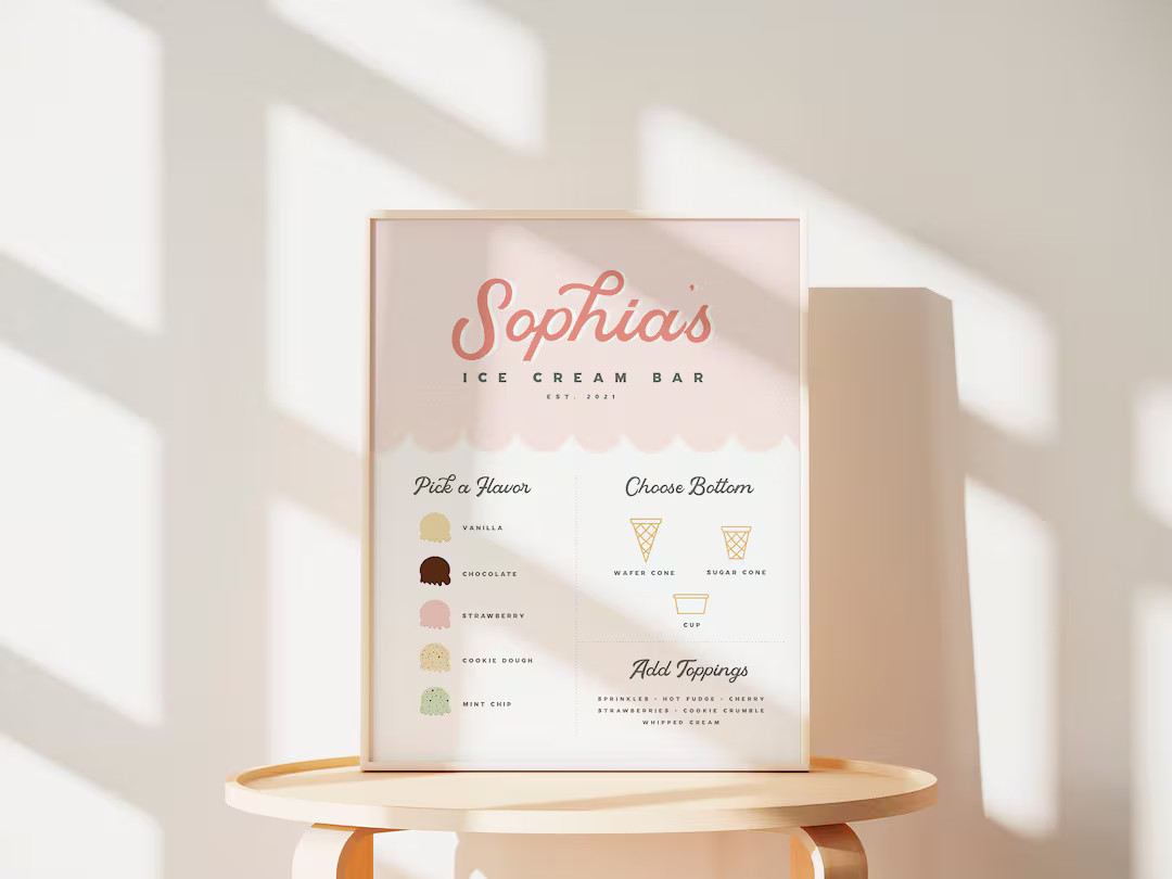 Editable Ice Cream Bar Menu Template, Ice Cream Social Menu Sign, Pastel Ice Cream Cone Printable... | Etsy (US)