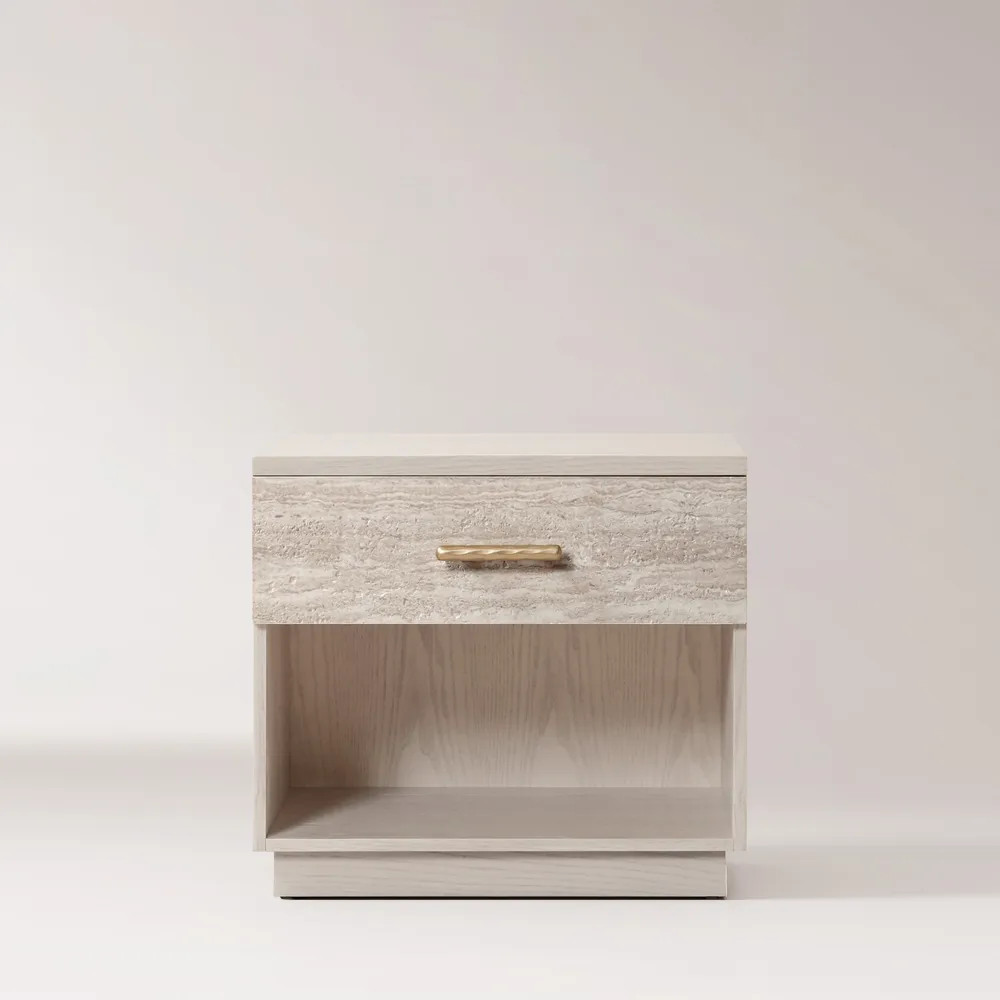 Renata 23" Travertine-Textured Finish Nightstand | Hernest