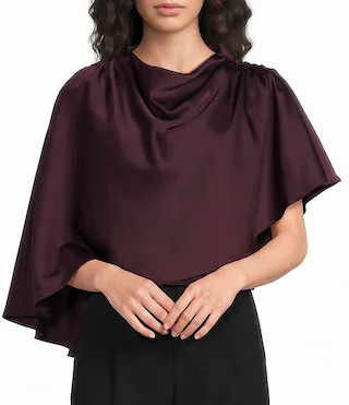 Steve Madden Valery Satin Cowl Neck Asymmetrical Flowy Cape Top -  S | Dillard's